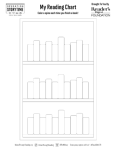 United Through Reading printable book spine reading tracker for young students.