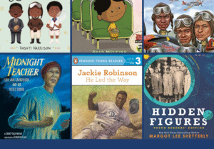 A collection of book titles about historical black figures.