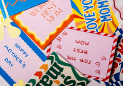Multiple colorful celebration cards that read "Happy Mother's Day"