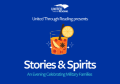 Brightly colored graphic featuring a cocktail for UTR's Stories & Spirits event.