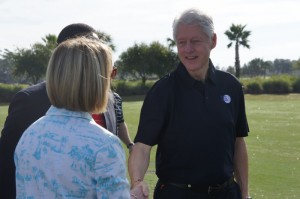 United Through Reading CEO Dr. Sally Ann Zoll and President Bill Clinton on opening day